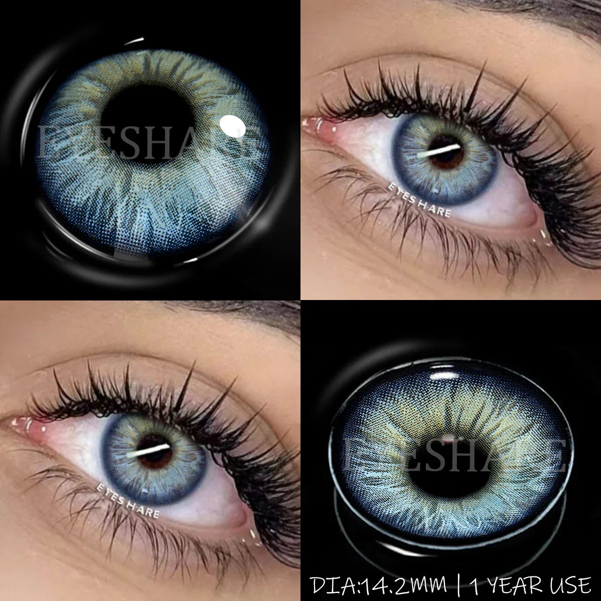 Yearly Use black Color Contact Lenses Cosmetic Natural Contact Lenses Soft Eye Lenses Beauty Pupils 1 Pair 14.2mm