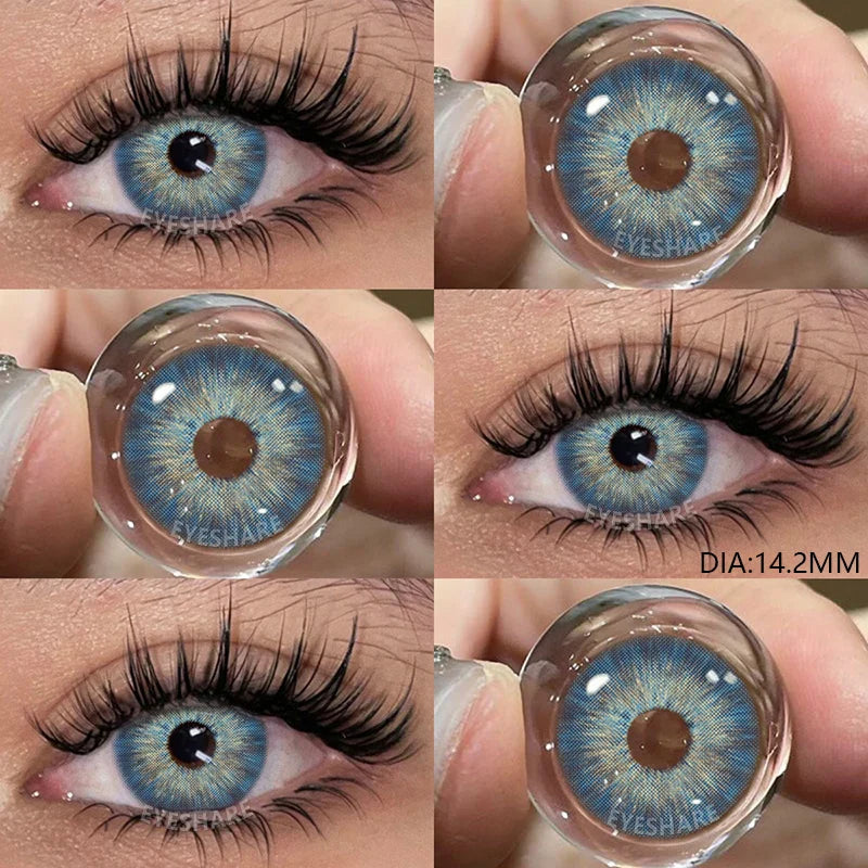 Color Contact Lenses For Eyes 1pair Yearly Natural Eye Green Color Lens Cosmetic Soft Eye Lenses Beauty Pupils Blue Lenses