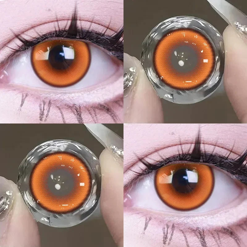 2pcs Color Contact Lenses Anime Golden Yellow Purple Pupil 6months Halloween Cute Eye Circle Lens 14.2mm