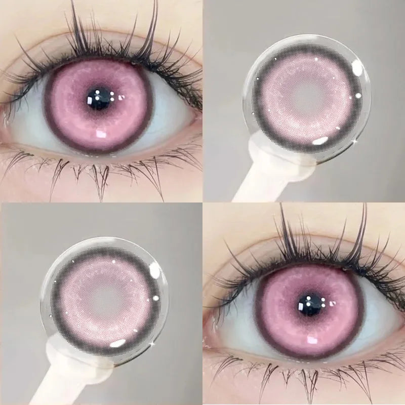 Korea Colorful Contact Lenses with Diopters Pink Beautiful Pupils Soft Lenses Makeup Anime Contacts 0 to -8.00 Degree