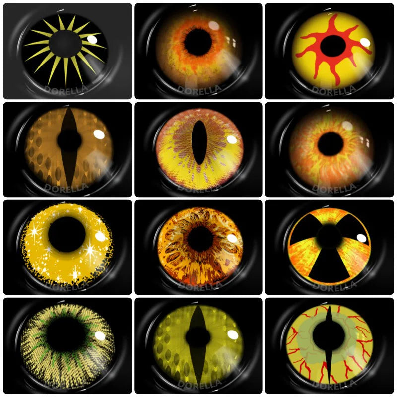 1 Pair Cosplay Contact Lenses Multicolored Contact Lenses Anime Lenses Halloween Makeup Eye Yellow Lenses Color Leneses