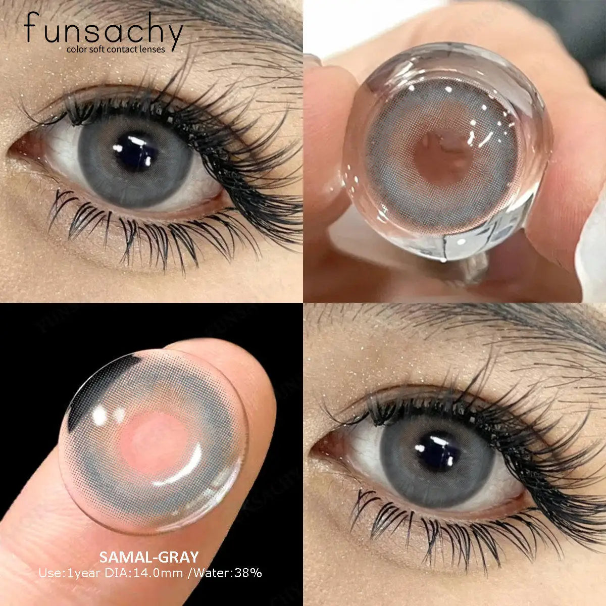 Color Contact Lenses for Eyes 1 Pair Gray Fashion Cosmetic Lenses Green Pupils Gray Natural Eye Contacts Women Eye Lens