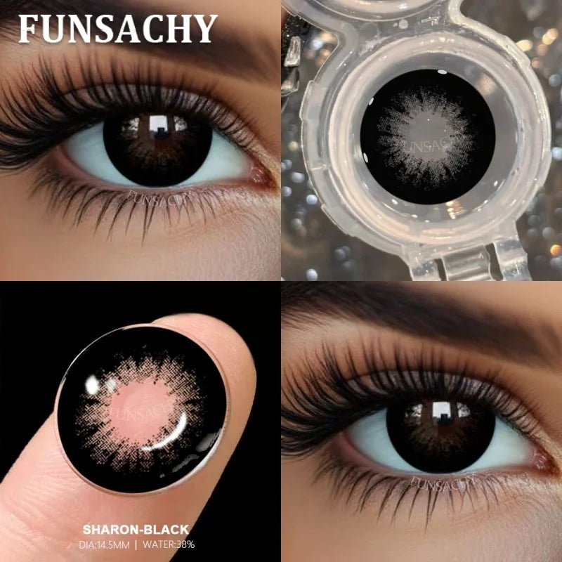 1 Pair New Color Contact Lenses Beautiful Pupil Fashion Soft Brown Black Small Diameter for Eye Grey Lenses for Student