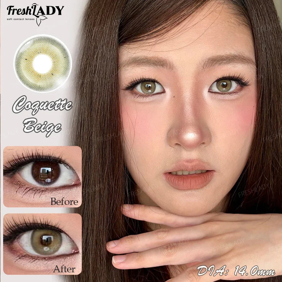1 Pair Colored Contact Lenses Natural Gray Pupils Eyes Contact lenses Soft Contacts 14.00mm