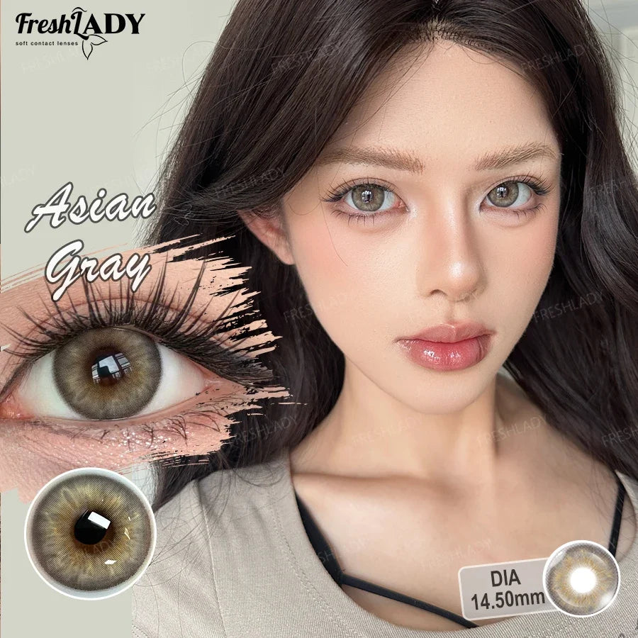 1 Pair Asian Series Colored Contact Lenses Natural Brown Pupils Eyes Contact lenses Green Soft Contacts 14.50mm