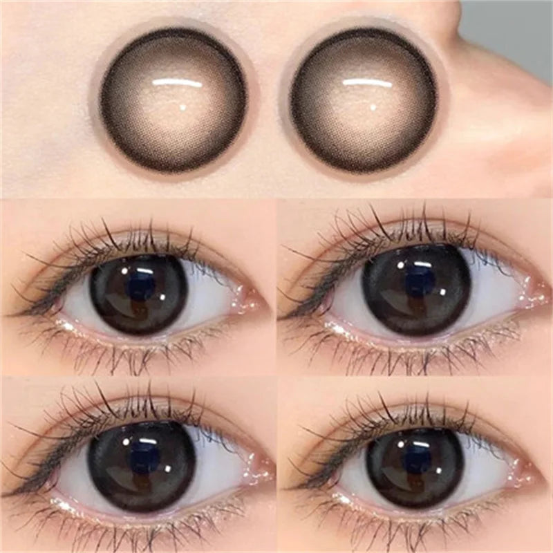 2pcs Yearly Contacts Lences Myopia Beautiful Big Black Eye Colored Contact Lenses Color With Prescription Myopic Lens