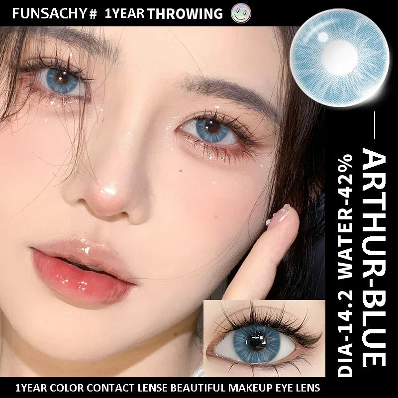 1pair Natural Color Contact Lenses for Eyes Blue Eye Lens Gray Lenses Fashion Korean Beauty Pupils Yearly Makeup Lens