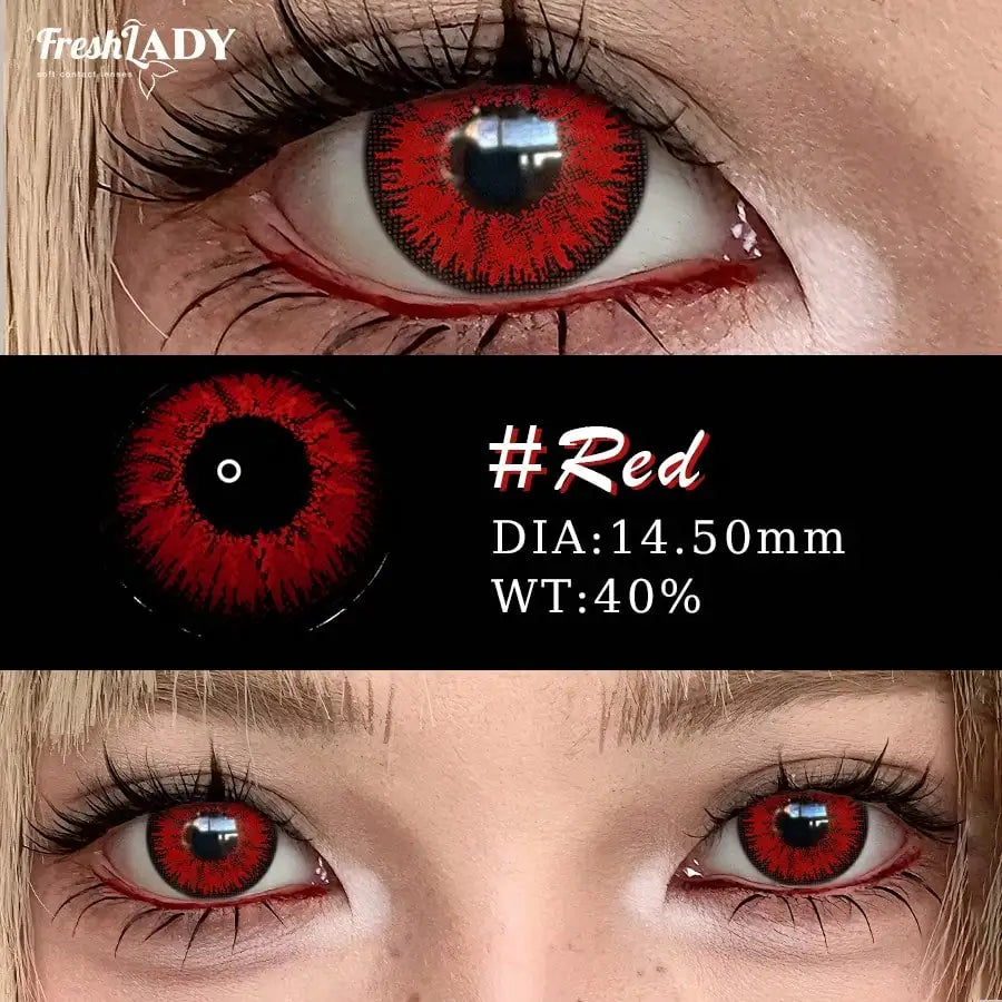 1 Pair Cosplay Color Contact Lenses Crazy Red Anime Contact Lenses For Halloween Role Play Party Cosmetic Holidays