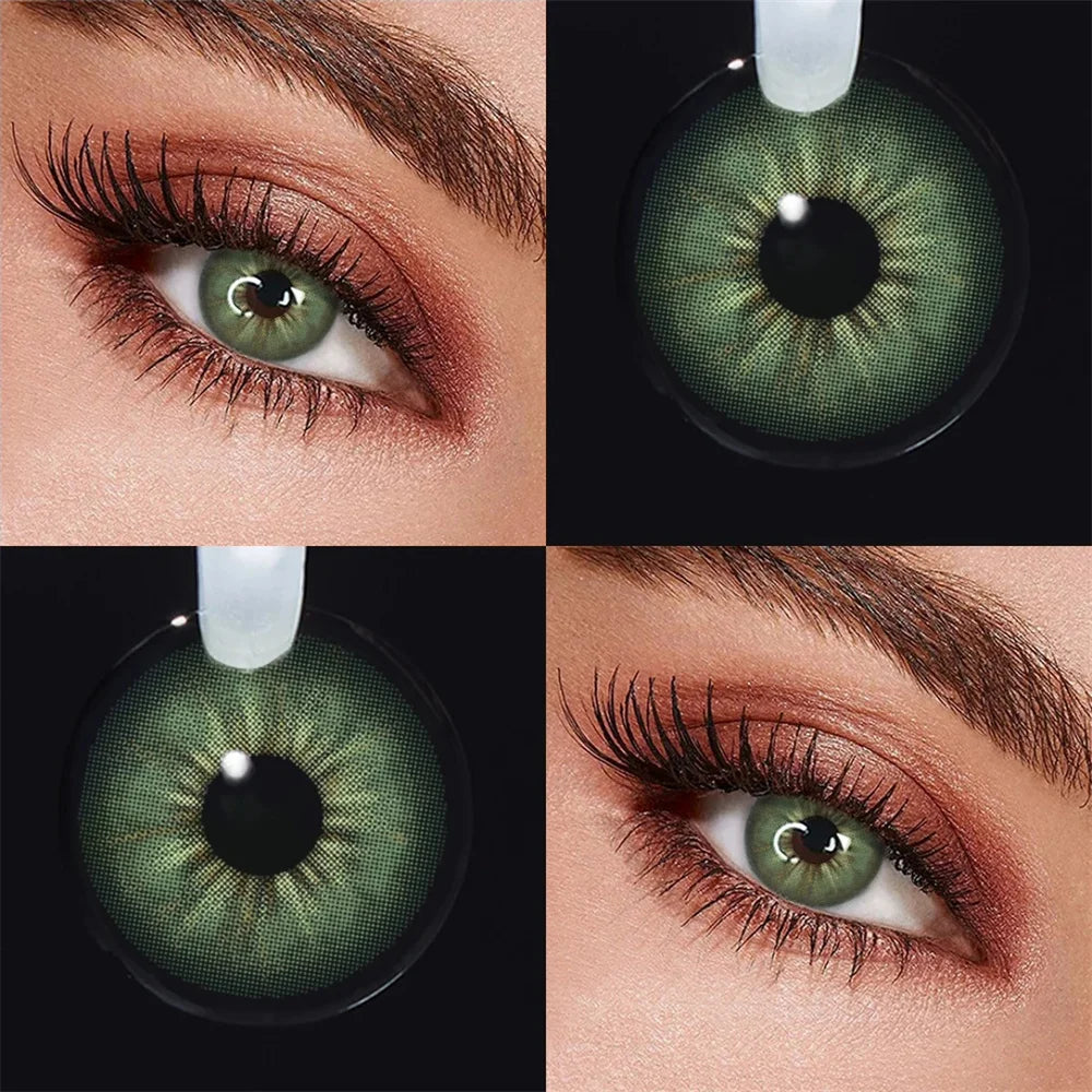 Contacts Colored Contact Lenses Lens Cosmetic Natural Brown 2Pcs 12 Months 1 Year Yearly Use