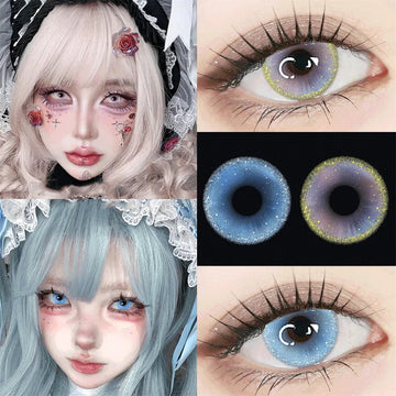 Eyes Color Contacts Colored Contact Lenses Lens Small Pupil Cosmetic Cosplay Blue 2Pcs 12 Months 1 Year Yearly Use