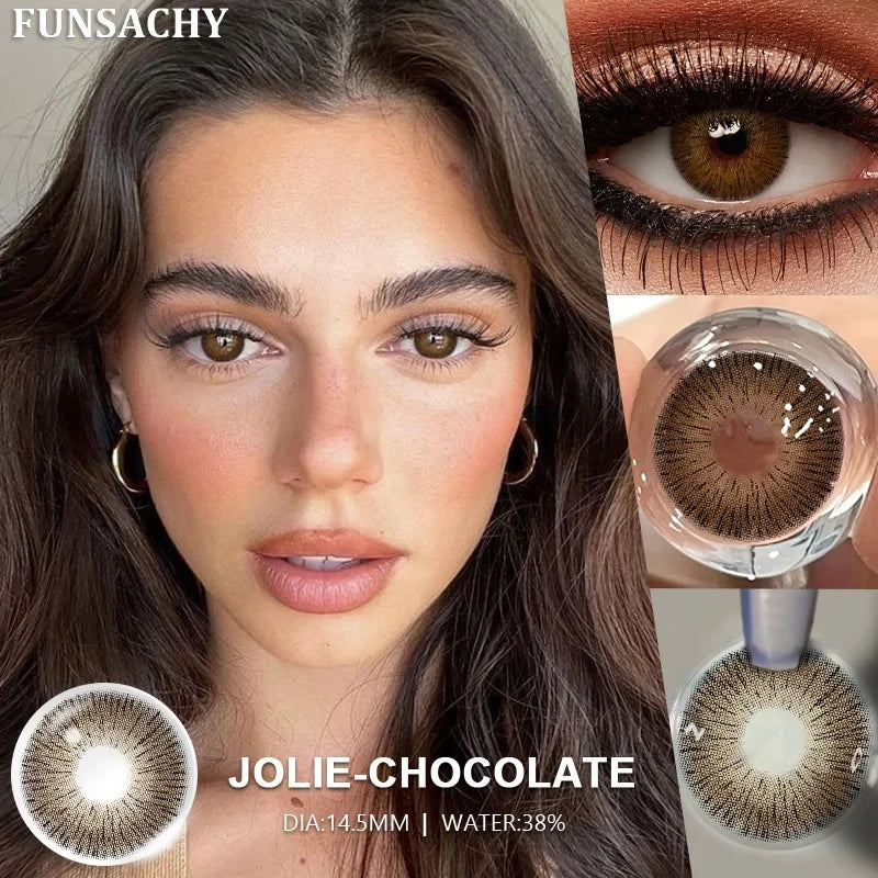 2PCS Brown Series Soft Contact Lenses for Eyes Yearly Wear Natural Daily Makeup Colored Eye Lenses Women Cosmetics Lens