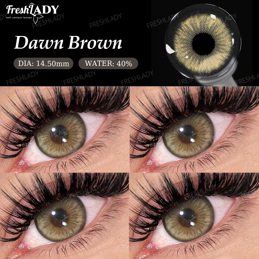 1 Pair Dawn Series Colored Contact Lenses Natural Green Pupils Eyes Contact lenses Big Eyes Soft Contacts 14.50mm