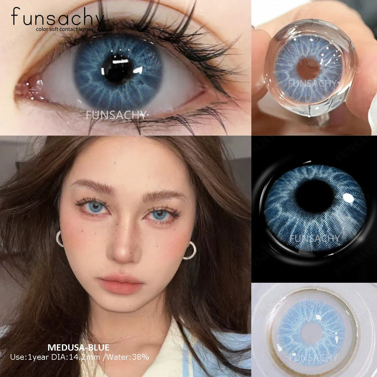 1 Pair Big Eyes Colored Contact Lenses Natural Brown Eyes Lens Gray Pupils Eyes Makeup Korean Style Contact Yearly Use