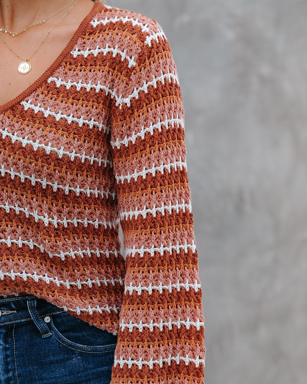 Shiva Cotton Striped Crop Sweater