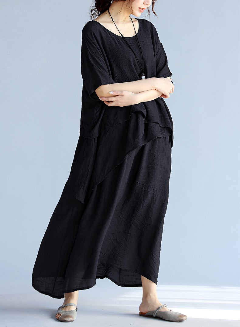 Plus Sizes Summer Women Linen Long Dresses-Dresses-Free Shipping at meselling99