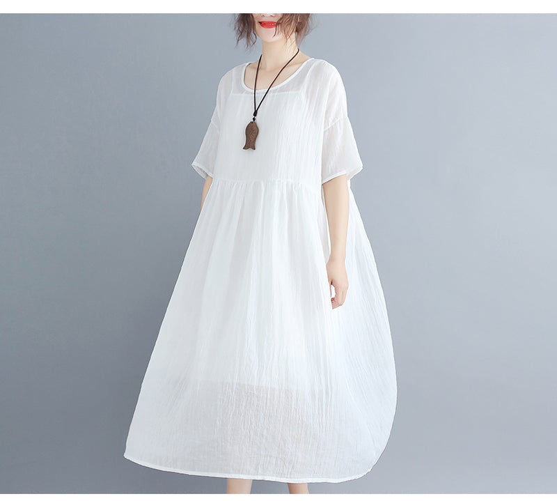 White Casual Summer Long Dresses Sets for Women-Dresses-White-One Size-Free Shipping at meselling99