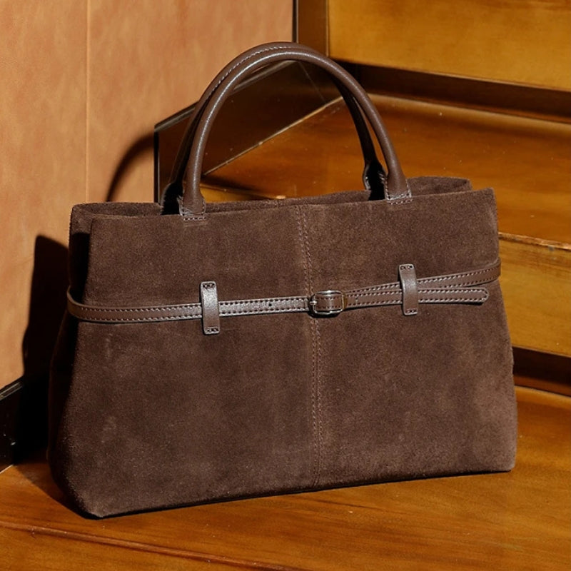 Suede Cowhide Genuine Leather Tote Handbags - Women Luxury Crossbody Bag