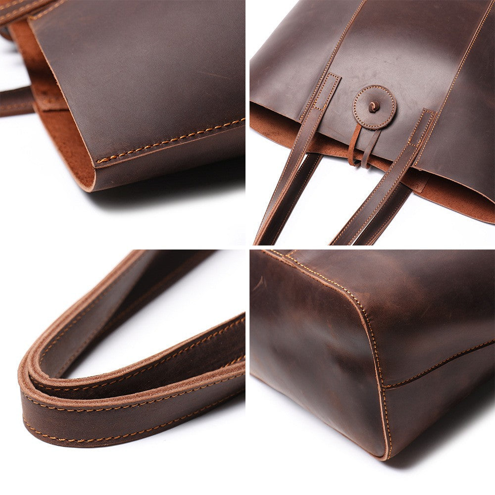 Vintage Crazy Horse Leather Tote Bag
