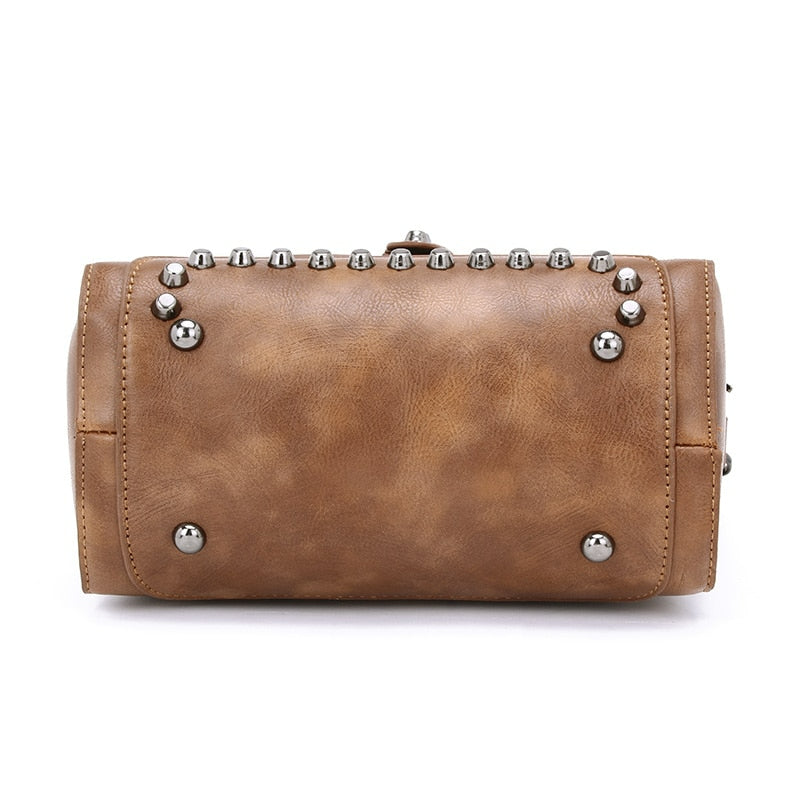Vintage Cross body Leather Rivet Shoulder Bag