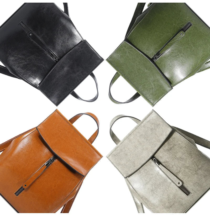 Vintage Genuine Leather Women's Backpack – Travel & Shoulder Bag