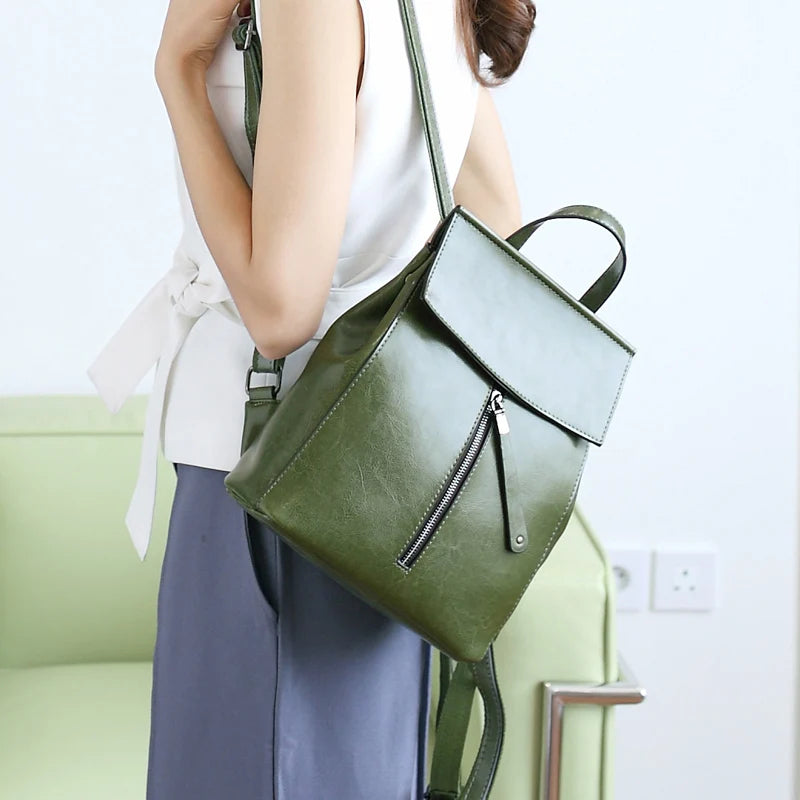 Vintage Genuine Leather Women's Backpack – Travel & Shoulder Bag