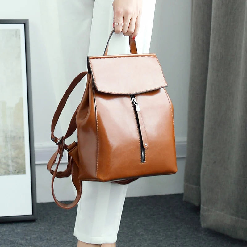 Vintage Genuine Leather Women's Backpack – Travel & Shoulder Bag