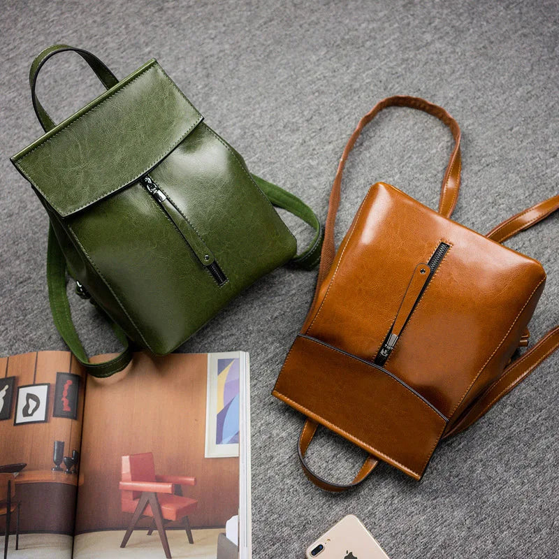 Vintage Genuine Leather Women's Backpack – Travel & Shoulder Bag