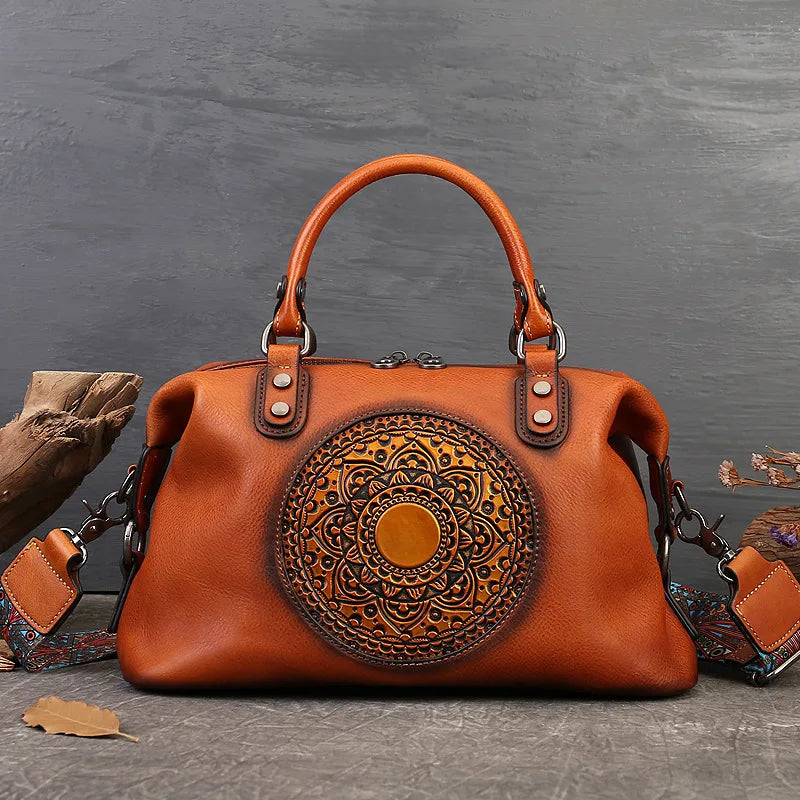 Vintage Totem Genuine Leather Women's Dumpling Bag