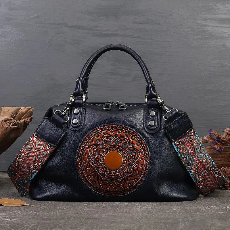Vintage Totem Genuine Leather Women's Dumpling Bag