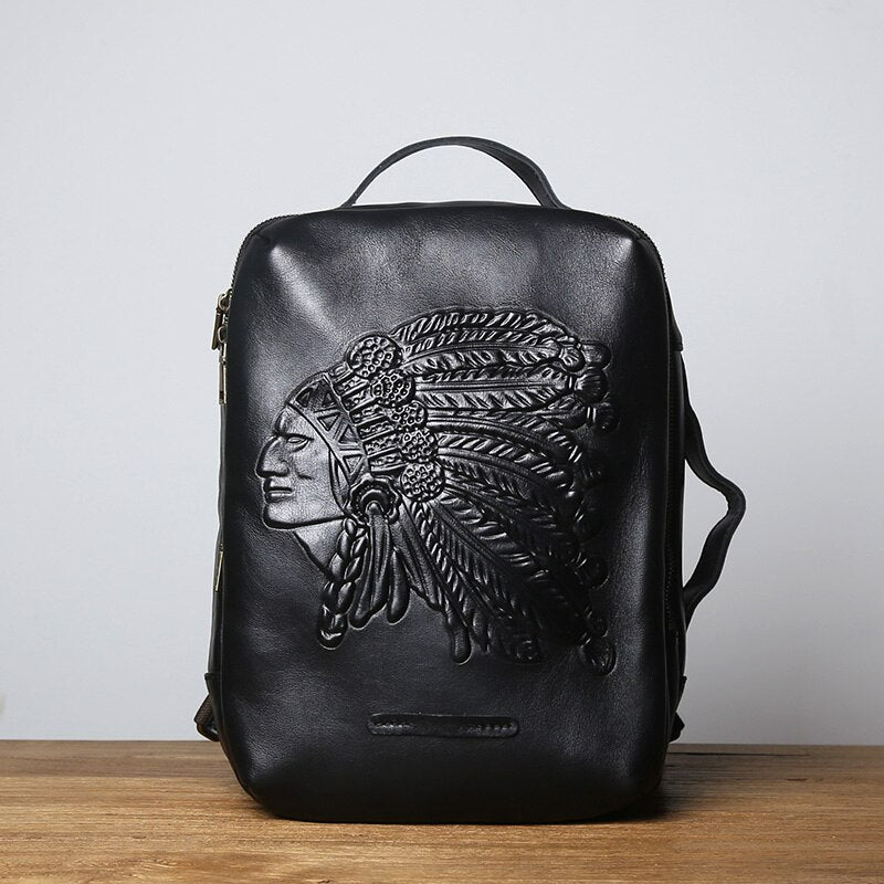 Vintage Vegetated Tanned Leather Men's Shoulder Bag I Backpack
