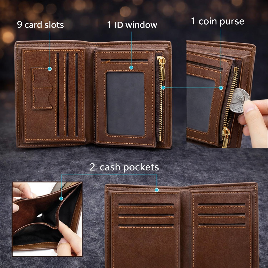 Men’s Custom Name / Photo Engraved Wallet | High-Quality PU Leather Short Purse | Personalized Gift