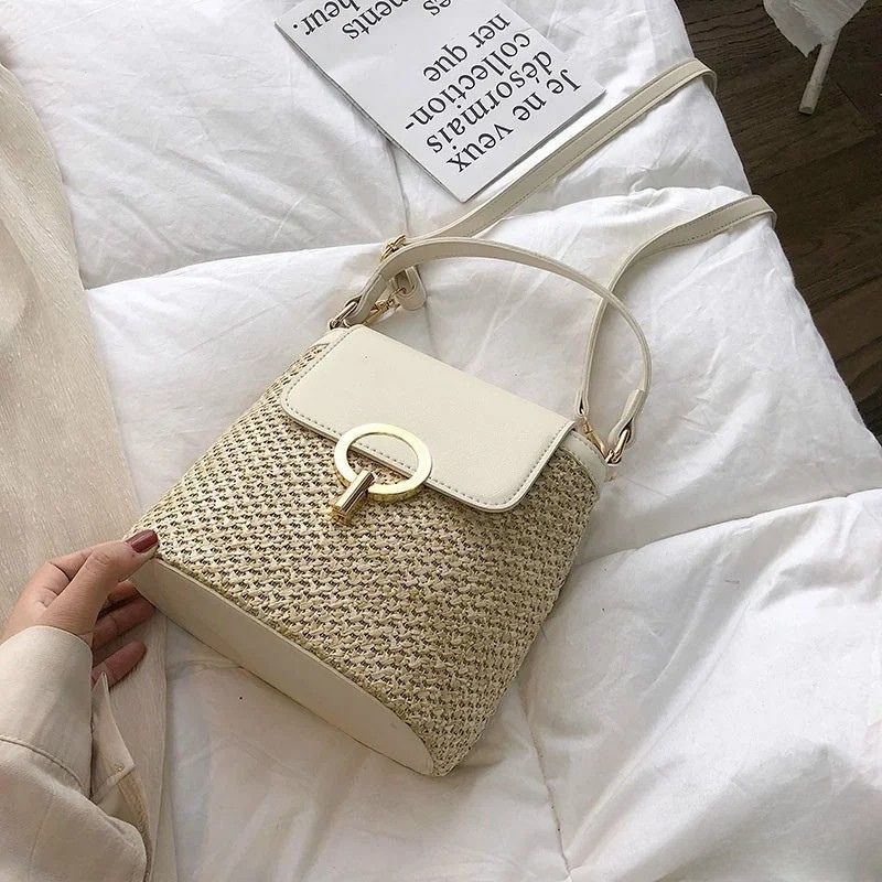 Beach Woven Bag for Women  Trendy Korean Bucket Style