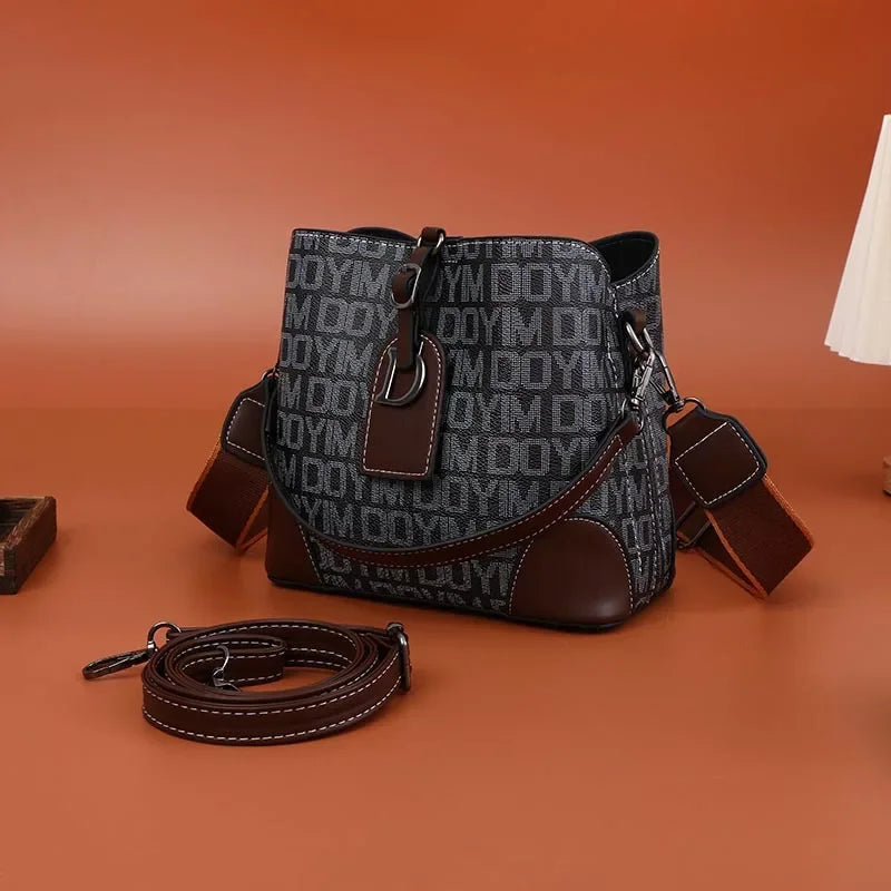 Women's Luxury Travel Bag– Retro Textured Bucket Shoulder & Crossbody Bag