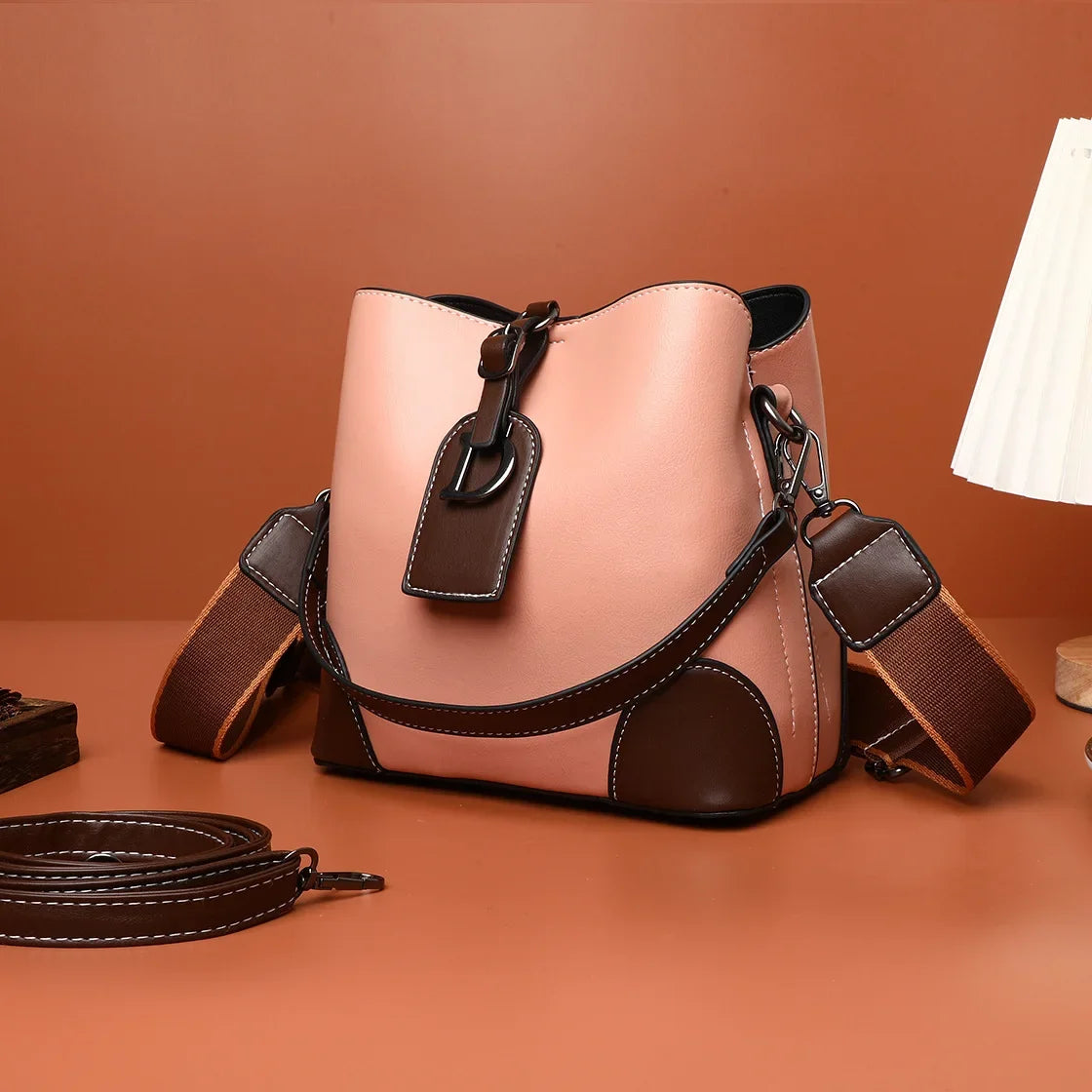 Women's Luxury Travel Bag– Retro Textured Bucket Shoulder & Crossbody Bag