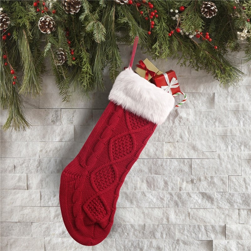 Knitted Wool Sock Gift Bag Christmas Decoration