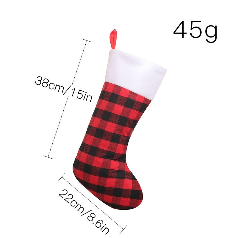 Large Plaid Gift Socks Christmas Decoration Pendant
