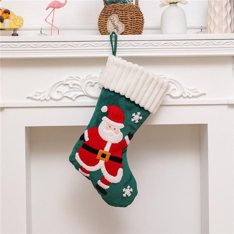 Large Embroidered Santa Snowman Gift Socks Christmas Decoration