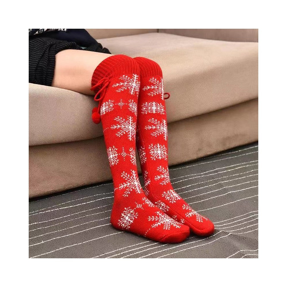 Warm Printed Christmas Knitted Stockings Socks