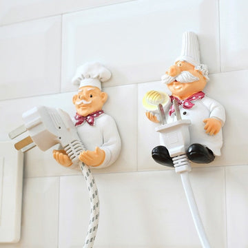 Chef Cartoon Socket Power Cord Storage Rack