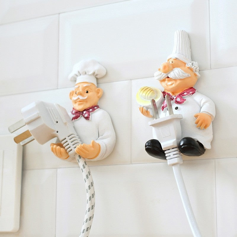 Chef Cartoon Socket Power Cord Storage Rack