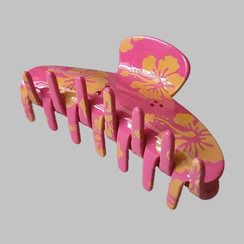 Floral Print Large Hair Claw Clip