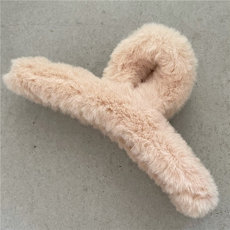 Solid Color Furry Hair Claw Clip