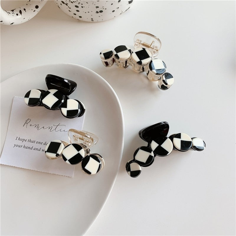 Checkerboard Arc Shape Hair Claw Clip