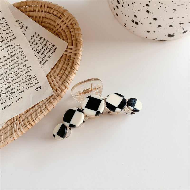 Checkerboard Arc Shape Hair Claw Clip