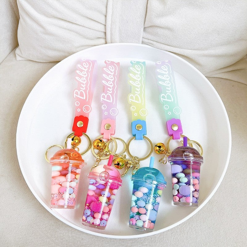 Acrylic Bubble Milk Tea Cup Keychain Charm