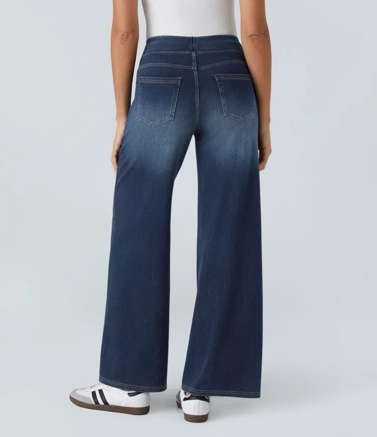 FlexiChic - Super Stretch High-Waisted Wide Leg Jeans + 50% OFF