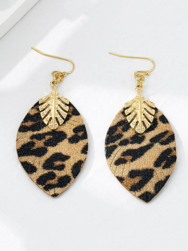 Normcore Geometric Leopard Drop Earrings