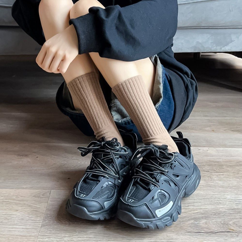 Solid Color Soft Breathable Cotton Socks