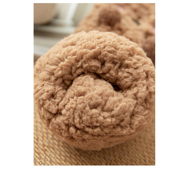 Adults Cute Cartoon Bear Coral Fleece Thick Warm Homewear Socks