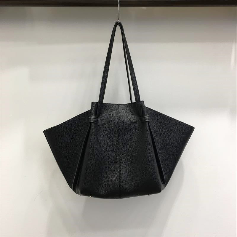 Vintage Litchi Grain Large Capacity Winged Bag